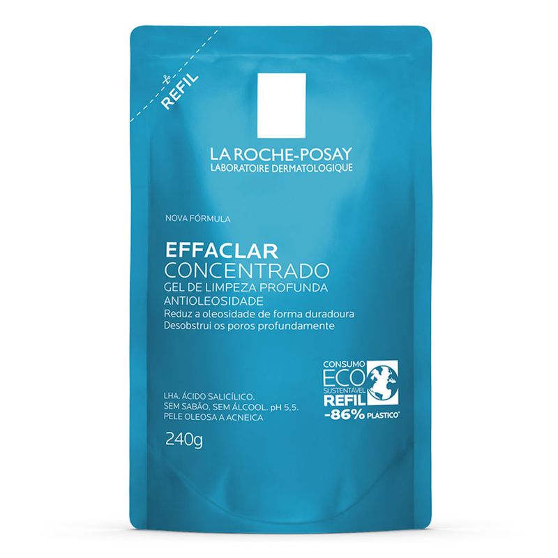 Gel de Limpeza Facial para Pele Oleosa e Acneica Refil La Roche-Posay Effaclar 240g